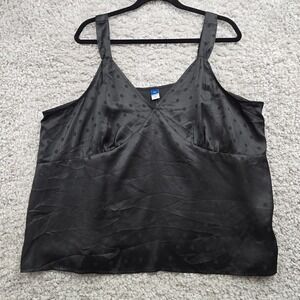 Old Navy Womens Babydoll Cami Satin Polka Dot‎ Black Size XXL Goth Y2K Party